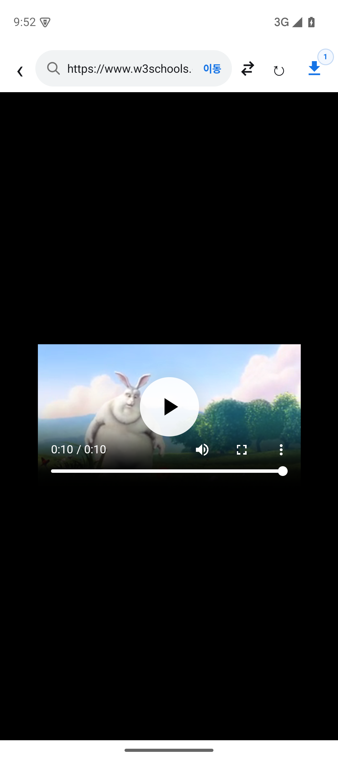 3001 Downloader 내장 브라우저에서 공개 데모 영상을 연 화면